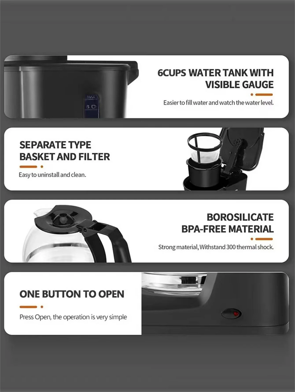 124Coffee Maker, 3-in-1 Single Serve Coffee Maker, Pod Coffee Maker for K-Pod Capsule Pods, Ground Coffee Maker, Leaf Tea Maker