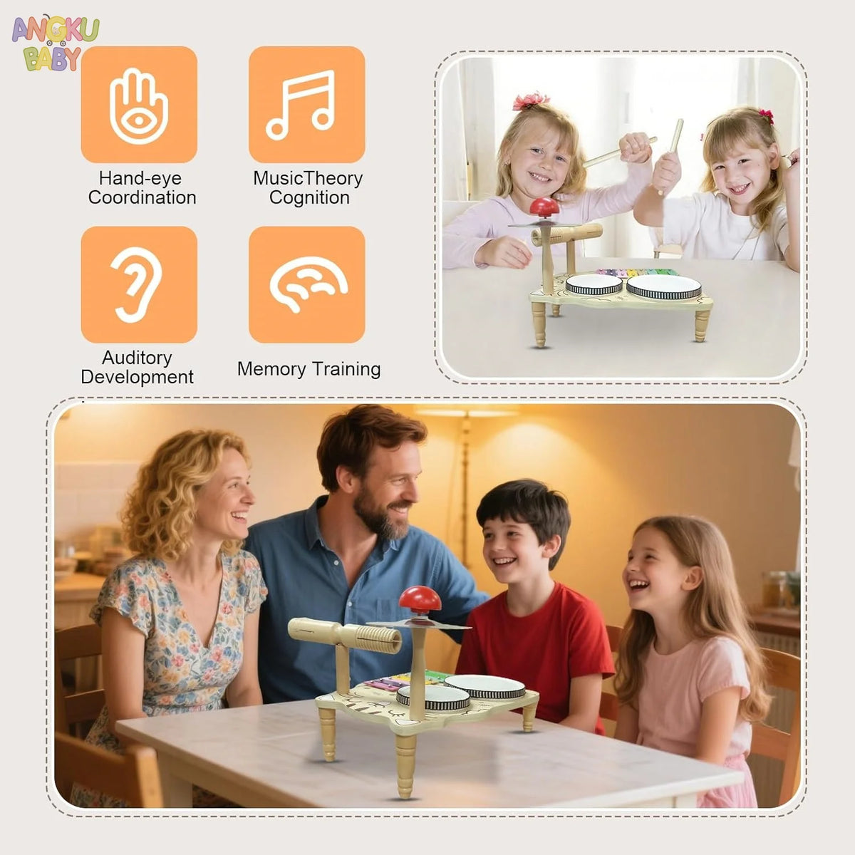 Educational Toys for Children 2-4 Years Old Wooden Montessori Musical Instruments Toys Games for Babies Boys & Girls Gifts