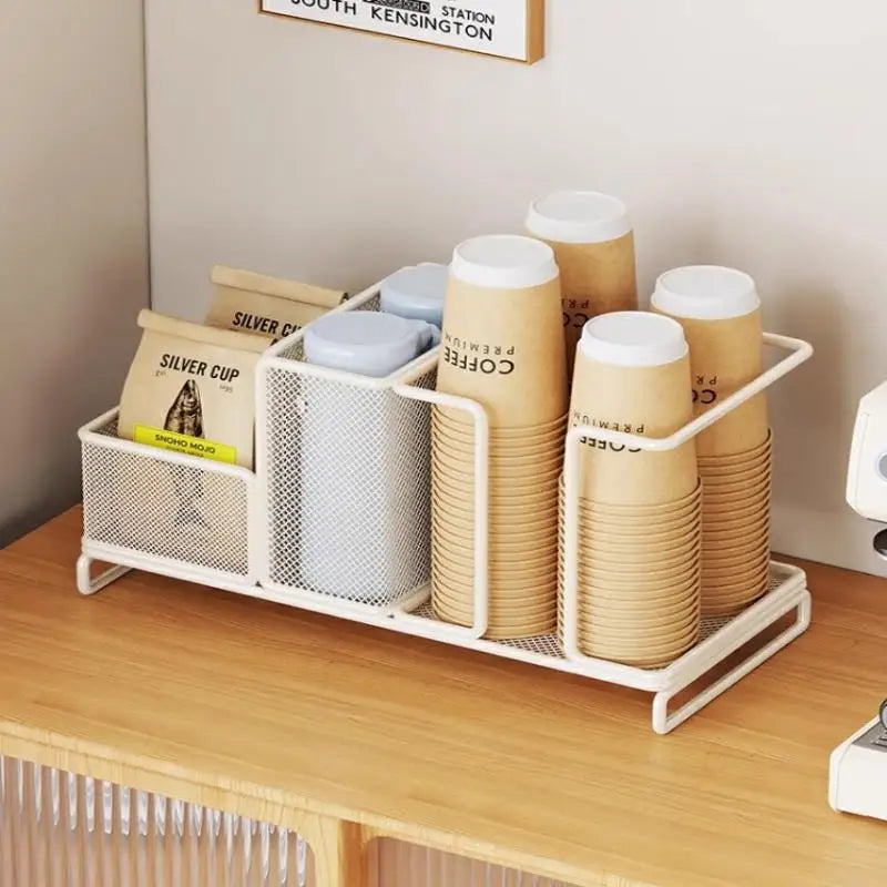1Pcs Coffee Tea Condiment Accessories Holder Multifunction Disposable Coffee Cup Holder Organizer For Kitchen Office Break Room