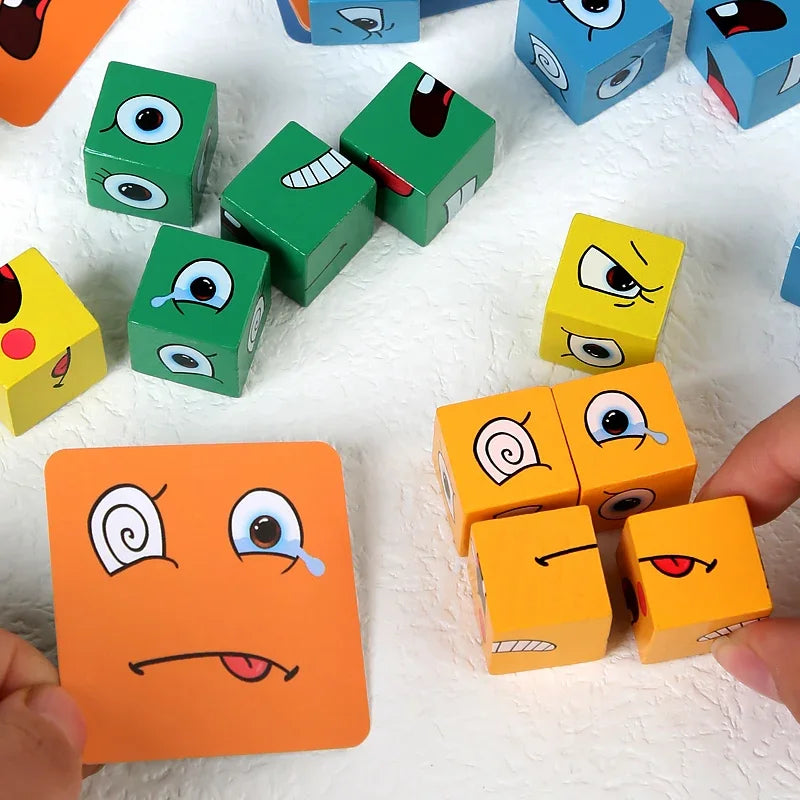 Kids Educational Toys Emotion Change Blocks Expressions Puzzles Children  Cube Games Early Learning Montessori Geometry Face
