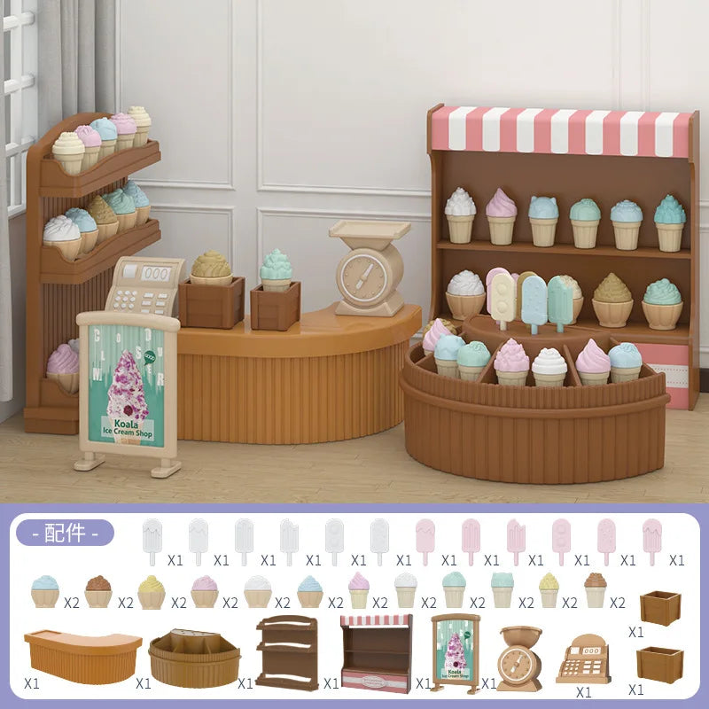 mini supermarket shopping games dollhouse furniture accessories Intellectual education toys for kid family interaction toys