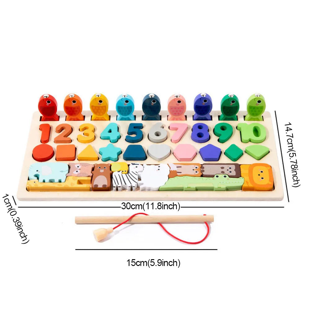 Montessori Wooden Toys Kids Busy Board Shape & Number Matching Digital Shape Educational Toys For Children Gifts