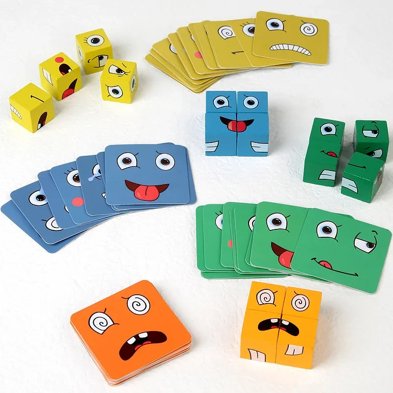 Kids Educational Toys Emotion Change Blocks Expressions Puzzles Children  Cube Games Early Learning Montessori Geometry Face