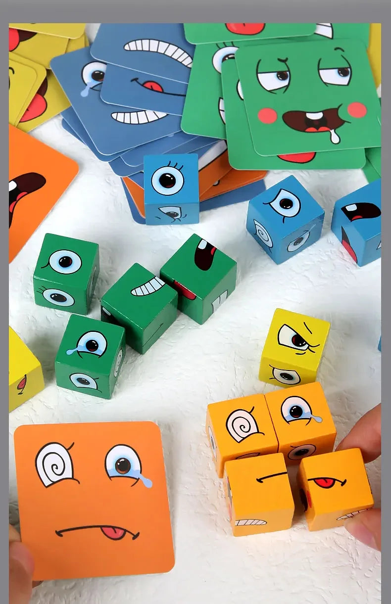 Kids Educational Toys Emotion Change Blocks Expressions Puzzles Children  Cube Games Early Learning Montessori Geometry Face
