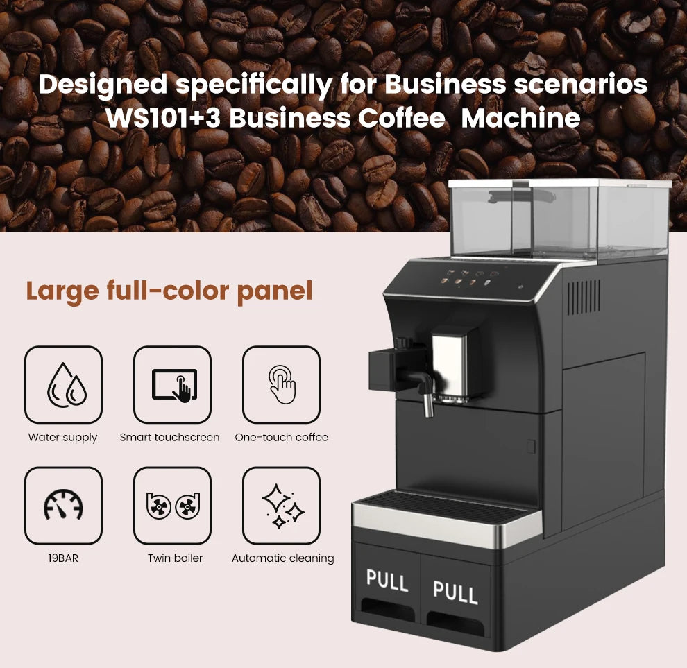 Mcilpoog  WS101+3 Business super automatic coffee machine Touch screen to quickly make coffee with one touch