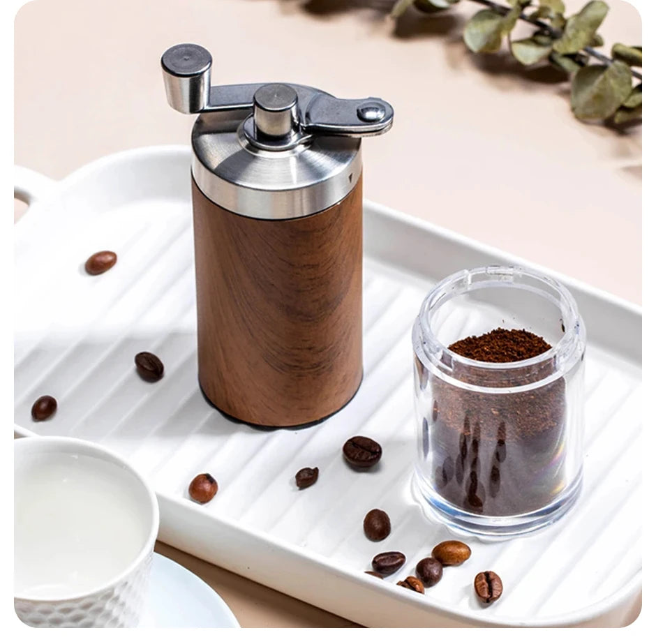 Coffee Bean Grinder Portable Wood Grain Stainless Steel Crank Hand Hand Coffee Grinder Kitchen Tool Grinder