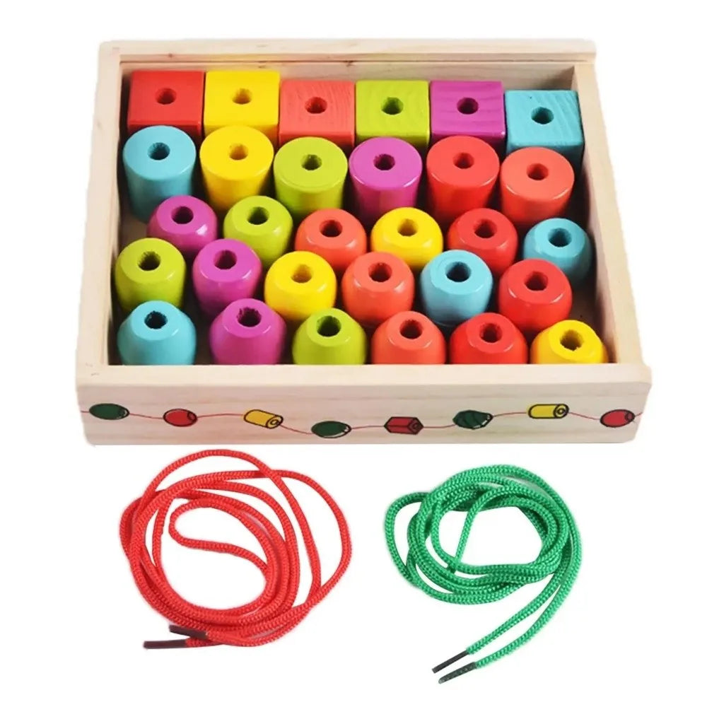 Colorful Wooden Toys Wooden Material Beaded Design Early Educational Toys Matching Game Funny Color Cognition Home Education