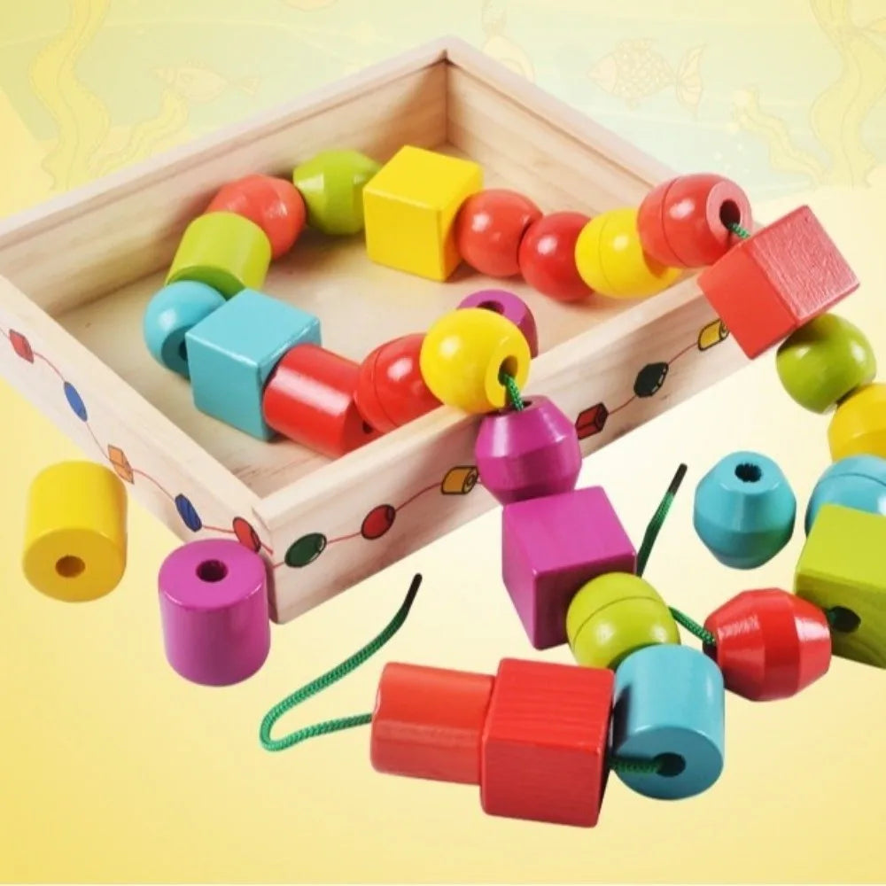 Colorful Wooden Toys Wooden Material Beaded Design Early Educational Toys Matching Game Funny Color Cognition Home Education