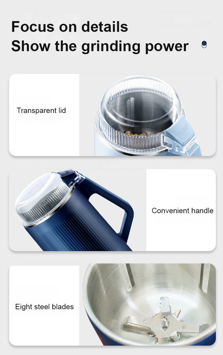 2025 New Coffee Bean Grinder Household Multifunctional Soybean Chili Grain Nut Grinder Kitchen Portable Food Processor 8 Blades