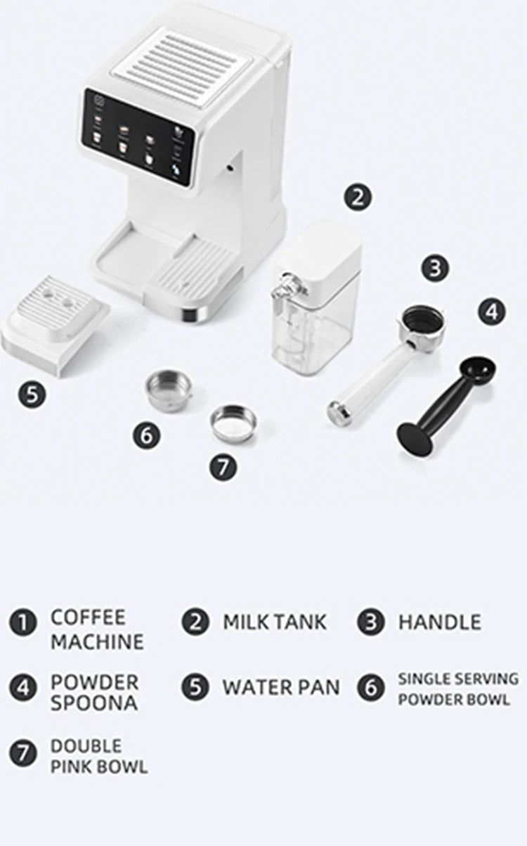 Italian Espresso Machine Household High-pressure Automatic Milk Foam Making Intelligent Color Screen Integrated Coffee Machine