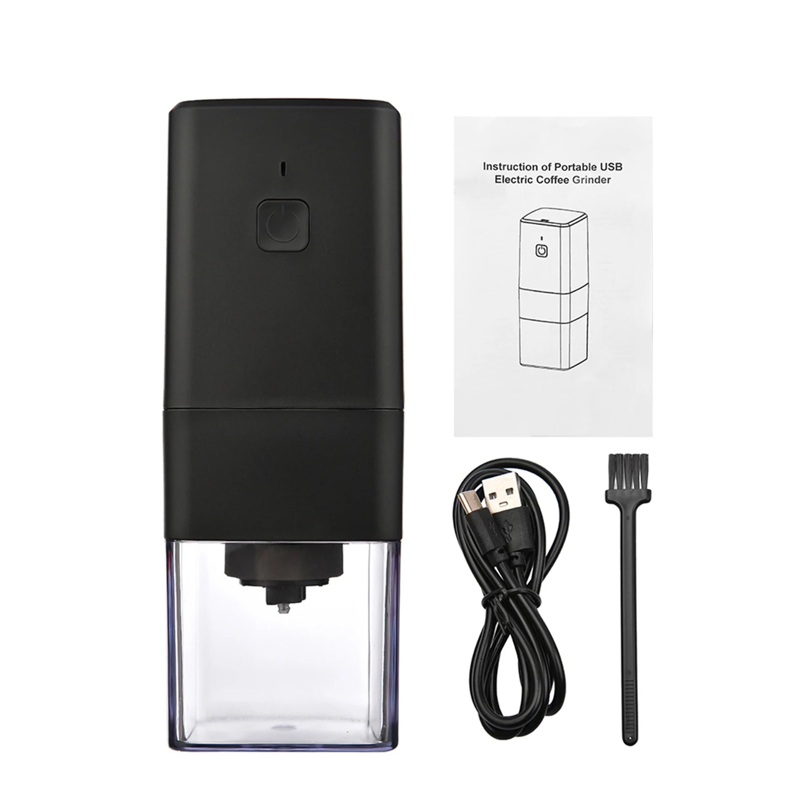 Portable Mini Electric Burr Coffee Grinder with Adjustable Coarse Fine Grinding Removable Chamber for Home Travel Office Coffee