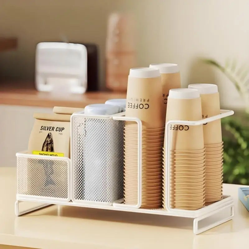 1Pcs Coffee Tea Condiment Accessories Holder Multifunction Disposable Coffee Cup Holder Organizer For Kitchen Office Break Room
