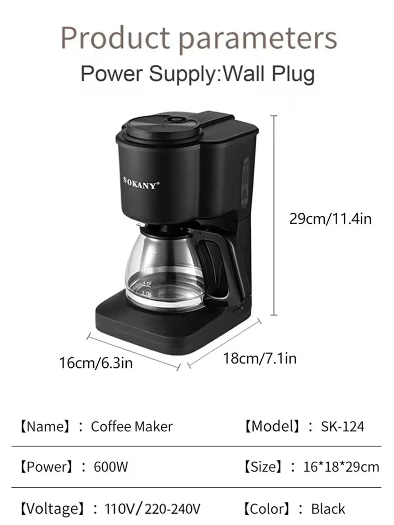 124Coffee Maker, 3-in-1 Single Serve Coffee Maker, Pod Coffee Maker for K-Pod Capsule Pods, Ground Coffee Maker, Leaf Tea Maker