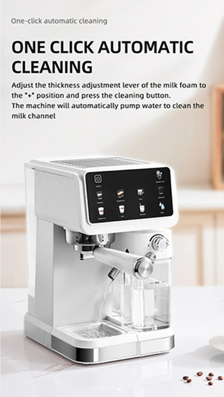 Italian Espresso Machine Household High-pressure Automatic Milk Foam Making Intelligent Color Screen Integrated Coffee Machine