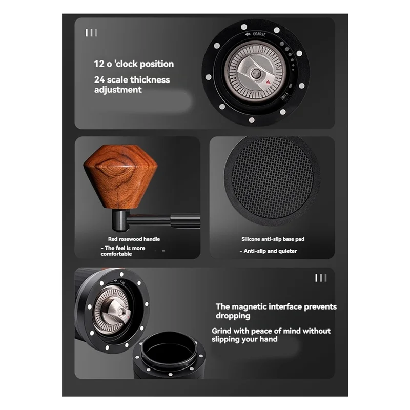 B82B-Coffee Bean Grinder,CNC Fine Steel Grinding Core, Hand-Cranked Portable Folding Coffee Mill