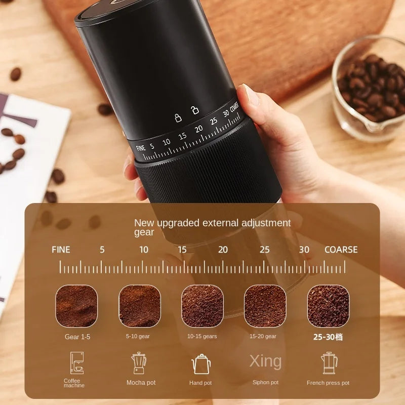 New Portable Electric\Manual Coffee Bean Grinder Household 30 Gears Externally Adjustable Coffee Machine Rechargeable Grinders