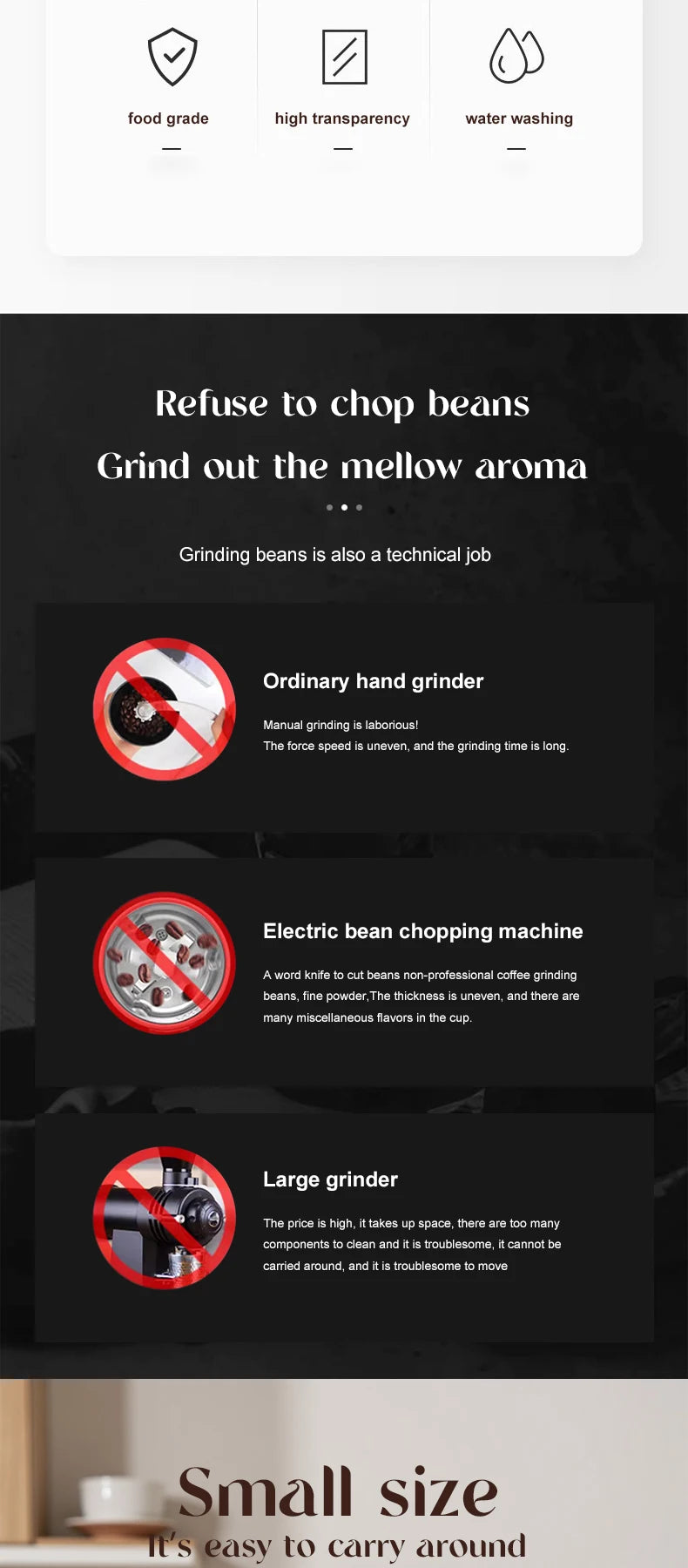 2025 Electric Coffee Bean Grinder Rechargeable Automatic Grinder Portable Coffee Grinder with ceramic core