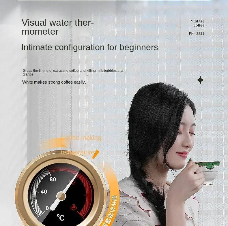 220V retro Italian coffee machine, household small fully semi-automatic concentrated American integrated milk foam machine C