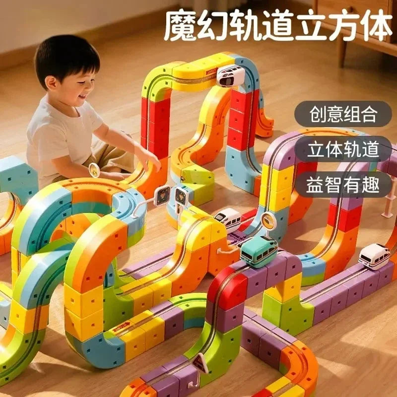 Educational Toys  Latest Assembly Magic Track Train Set Children'S Toys Non-Remote Control Rail Car Gift Box
