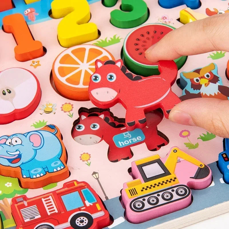 Educational Toys Puzzle Board for Montessori Learning Game Mathematical Counting Fishing Color Matching Toy for Children's Gift