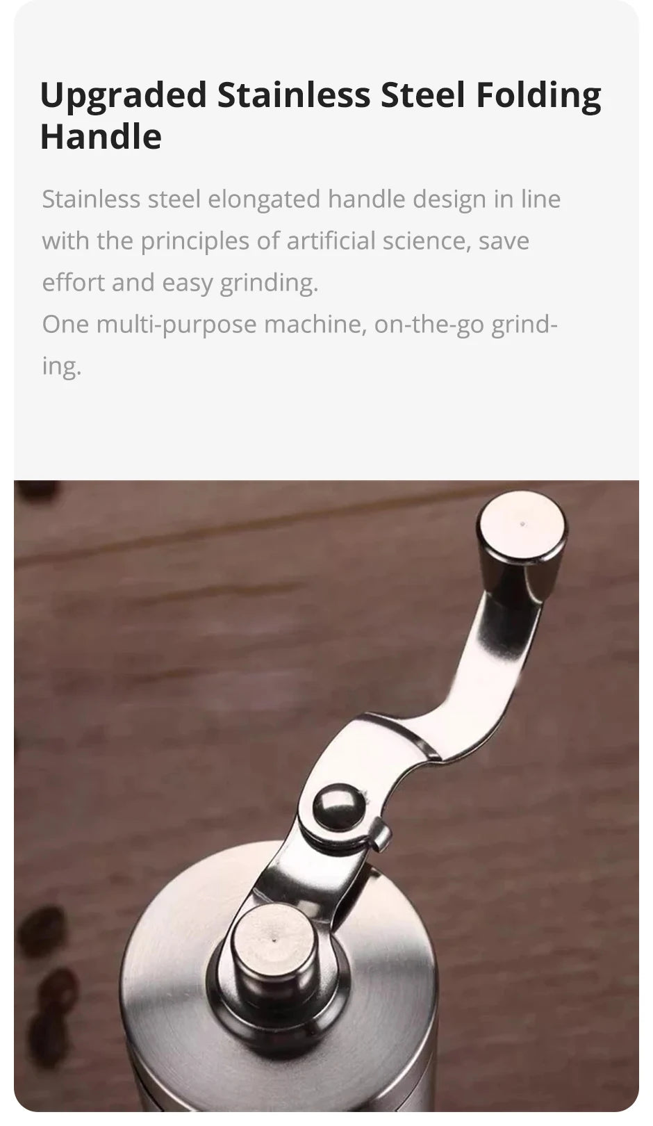 Coffee Bean Grinder Portable Wood Grain Stainless Steel Crank Hand Hand Coffee Grinder Kitchen Tool Grinder