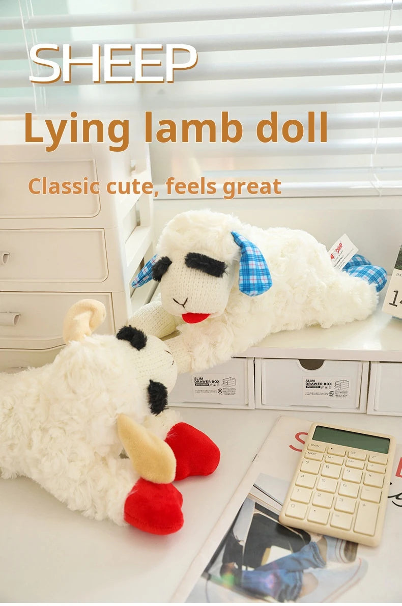 Plush Dog Toys With Squeaky Lamb Anime Lying Sheep Alpaca Plush Stuffed Interactive Toys For Dog Pet Toy Supplies