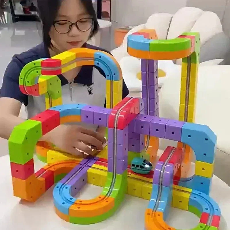 Educational Toys  Latest Assembly Magic Track Train Set Children'S Toys Non-Remote Control Rail Car Gift Box