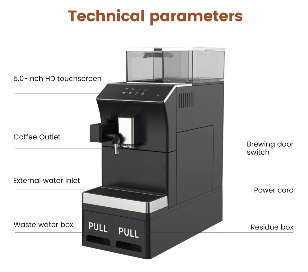 Mcilpoog  WS101+3 Business super automatic coffee machine Touch screen to quickly make coffee with one touch