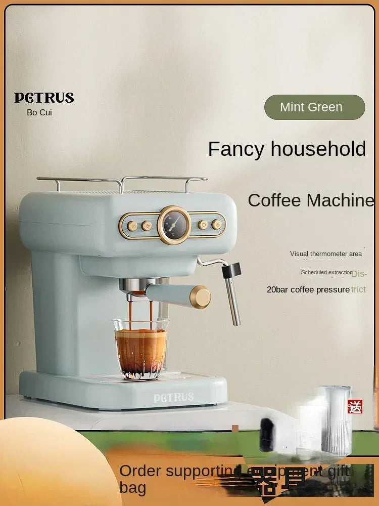 220V retro Italian coffee machine, household small fully semi-automatic concentrated American integrated milk foam machine C