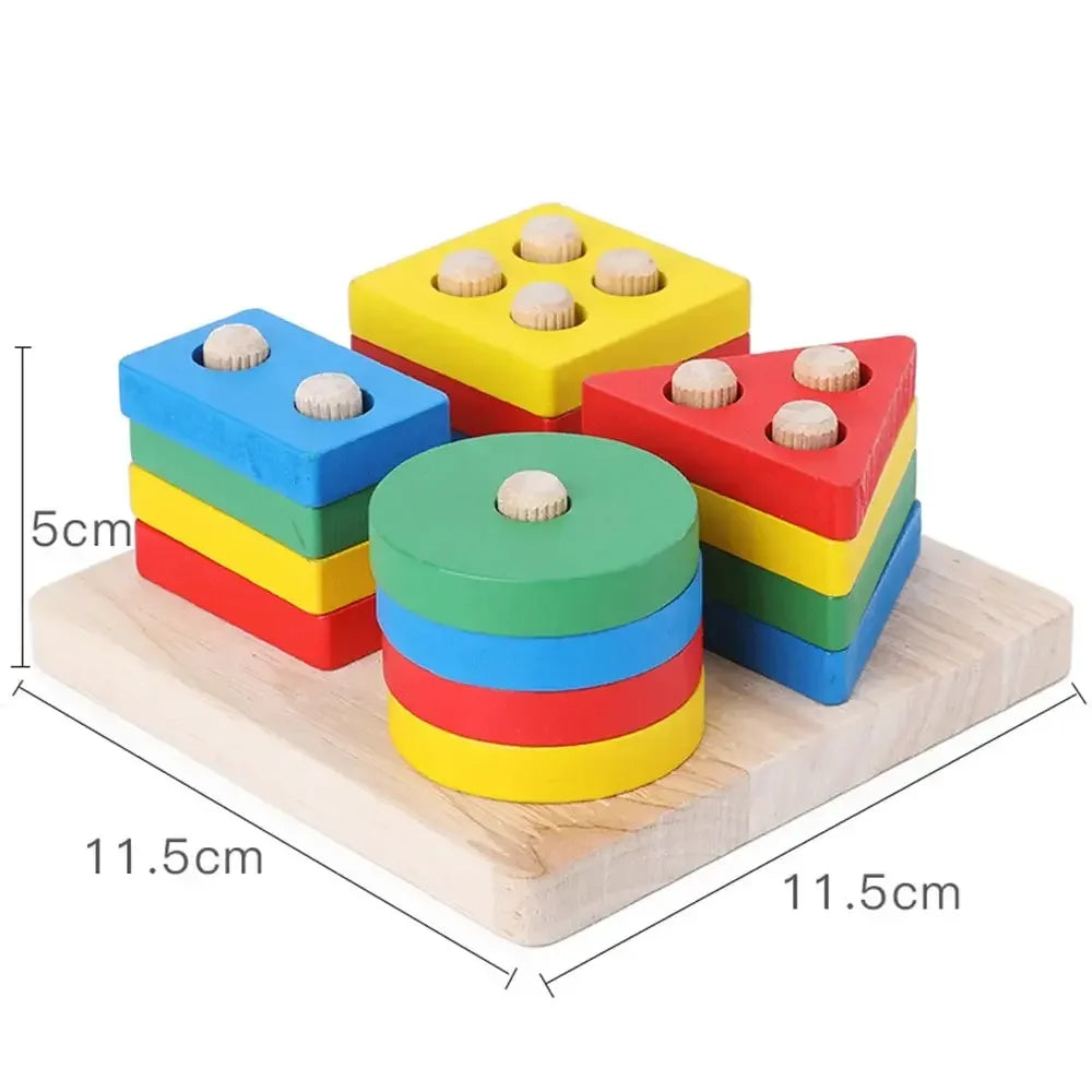 Montessori Wood Toys for Kids Wooden Sorting Stacking Toys for Baby Toddlers Educational Shape Color Sorter Preschool Kids Gifts
