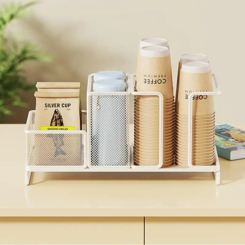 1Pcs Coffee Tea Condiment Accessories Holder Multifunction Disposable Coffee Cup Holder Organizer For Kitchen Office Break Room