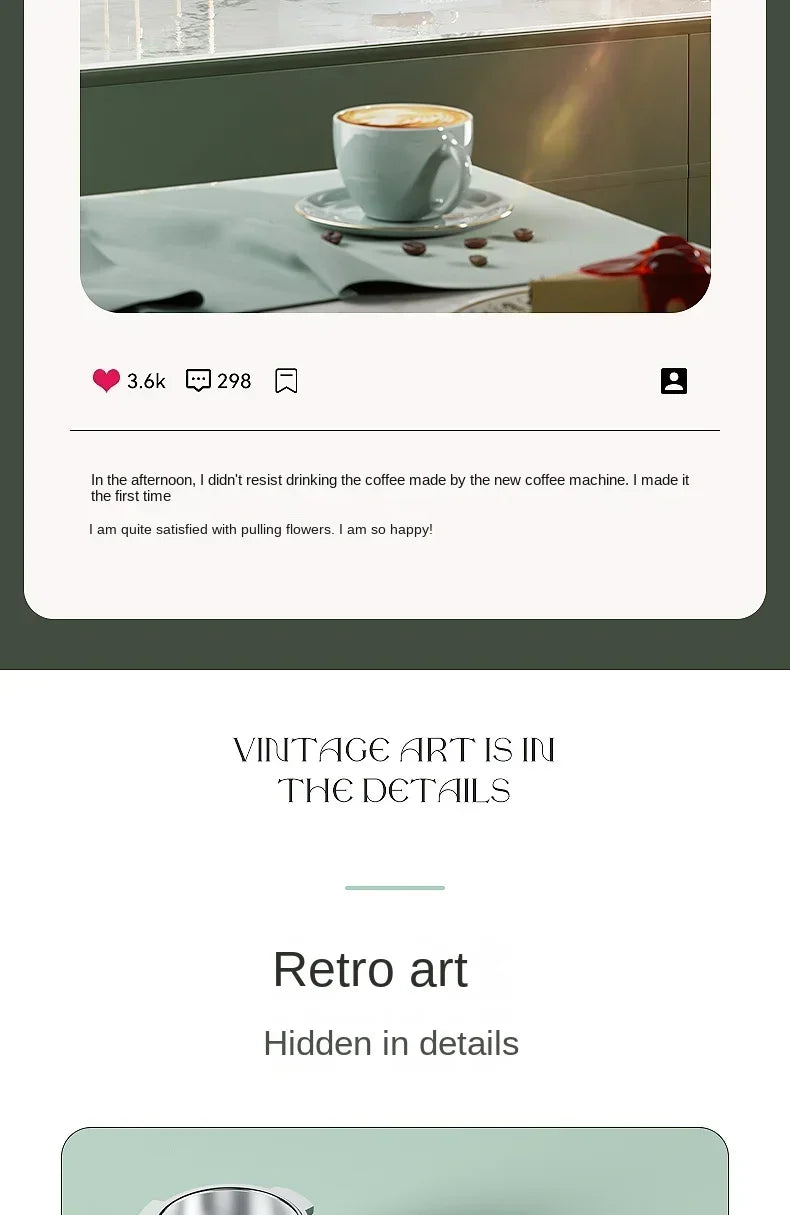 220V retro Italian coffee machine, household small fully semi-automatic concentrated American integrated milk foam machine C