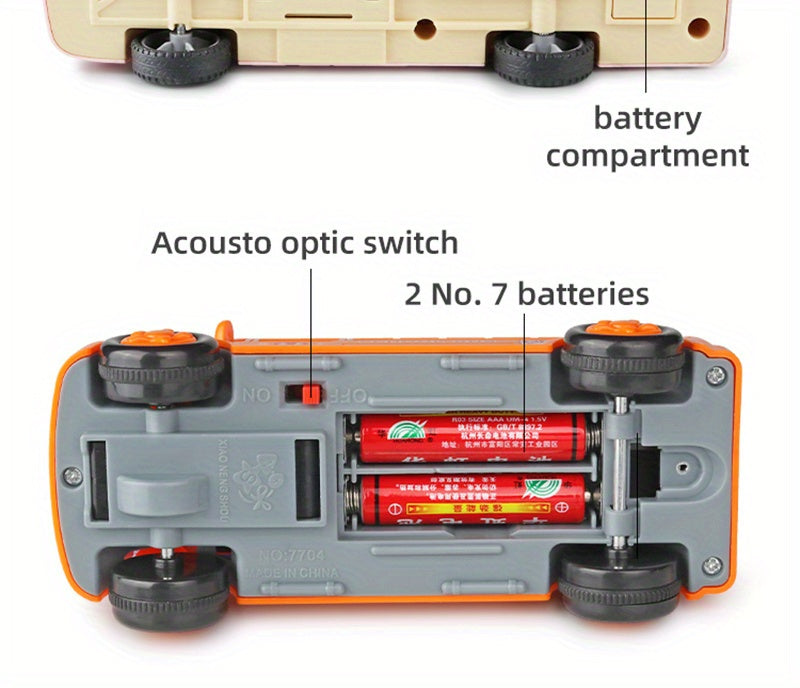 City Bus Toys Cars for Toddlers Cars for Boys Girls Pull Back Play Vehicle Bus Model with Sound Light Up & Open-able Doors