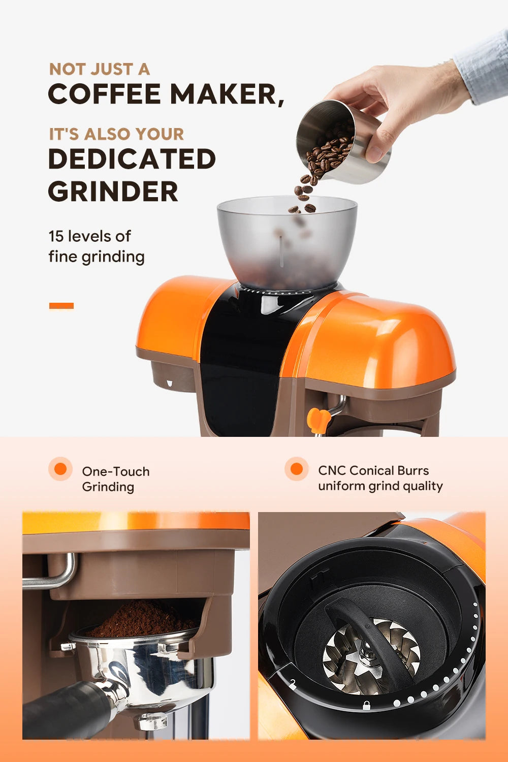 Freshly grind, brew, and froth café-style coffee at home with one premium espresso machine.