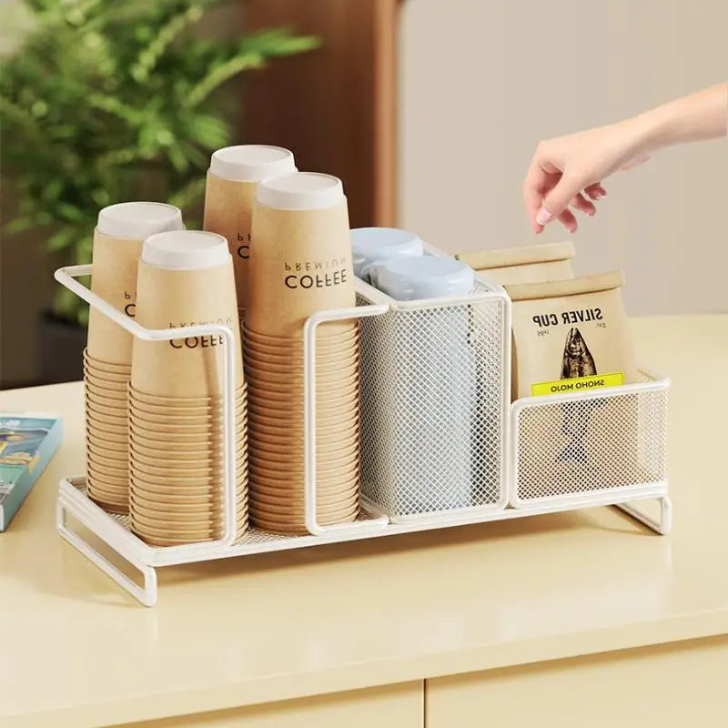 1Pcs Coffee Tea Condiment Accessories Holder Multifunction Disposable Coffee Cup Holder Organizer For Kitchen Office Break Room