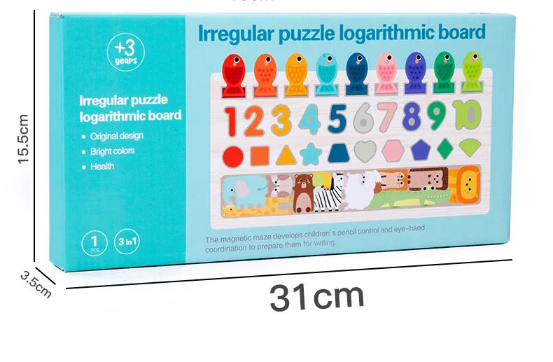 Montessori Wooden Toys Kids Busy Board Shape & Number Matching Digital Shape Educational Toys For Children Gifts