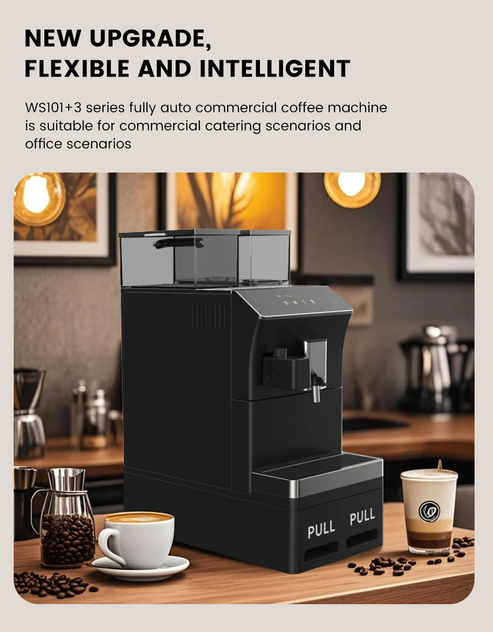 Mcilpoog  WS101+3 Business super automatic coffee machine Touch screen to quickly make coffee with one touch