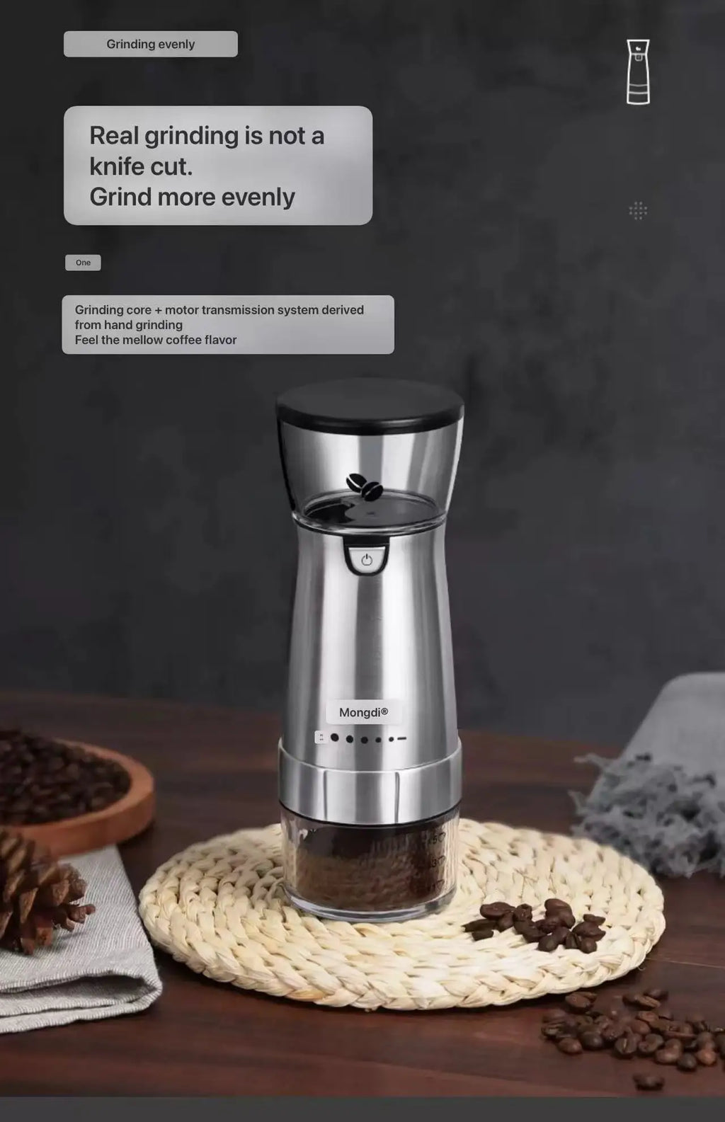 Electric grinder, coffee grinder, household small portable automatic coffee grinder, manual grinder