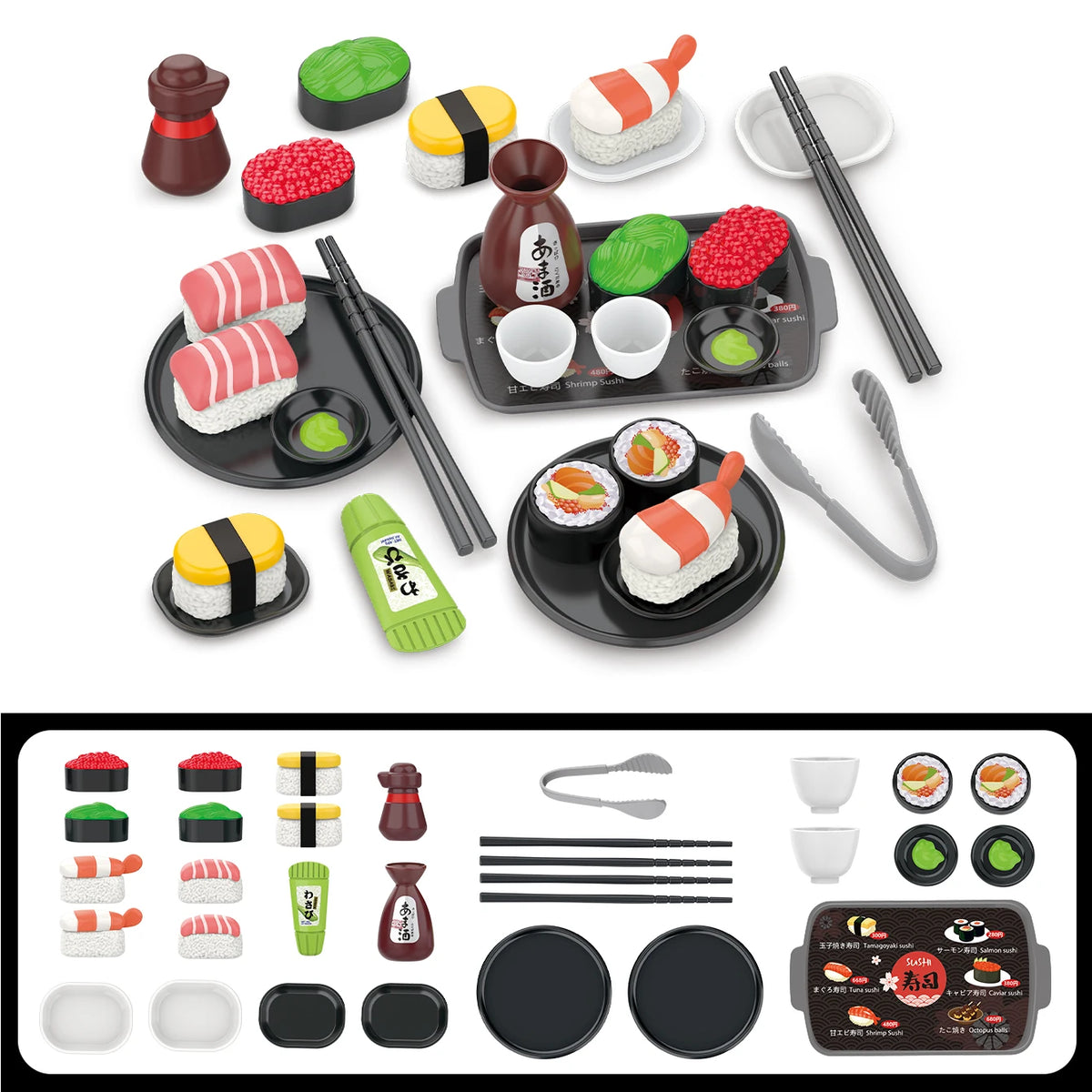 Children's toys: Pretend play, barbecue, fast food, pizza, sushi, afternoon tea, desserts, kitchen food, toy sets