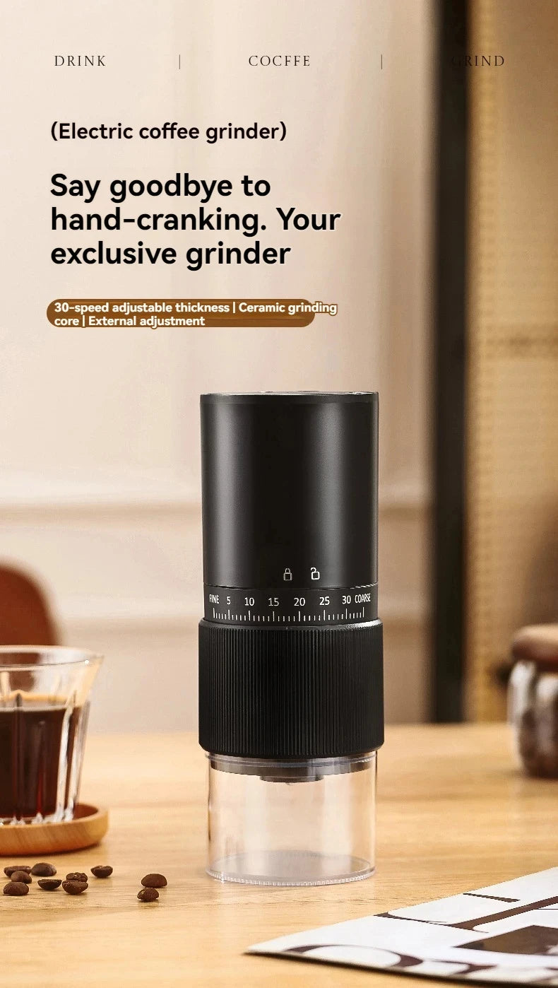 New Portable Electric\Manual Coffee Bean Grinder Household 30 Gears Externally Adjustable Coffee Machine Rechargeable Grinders