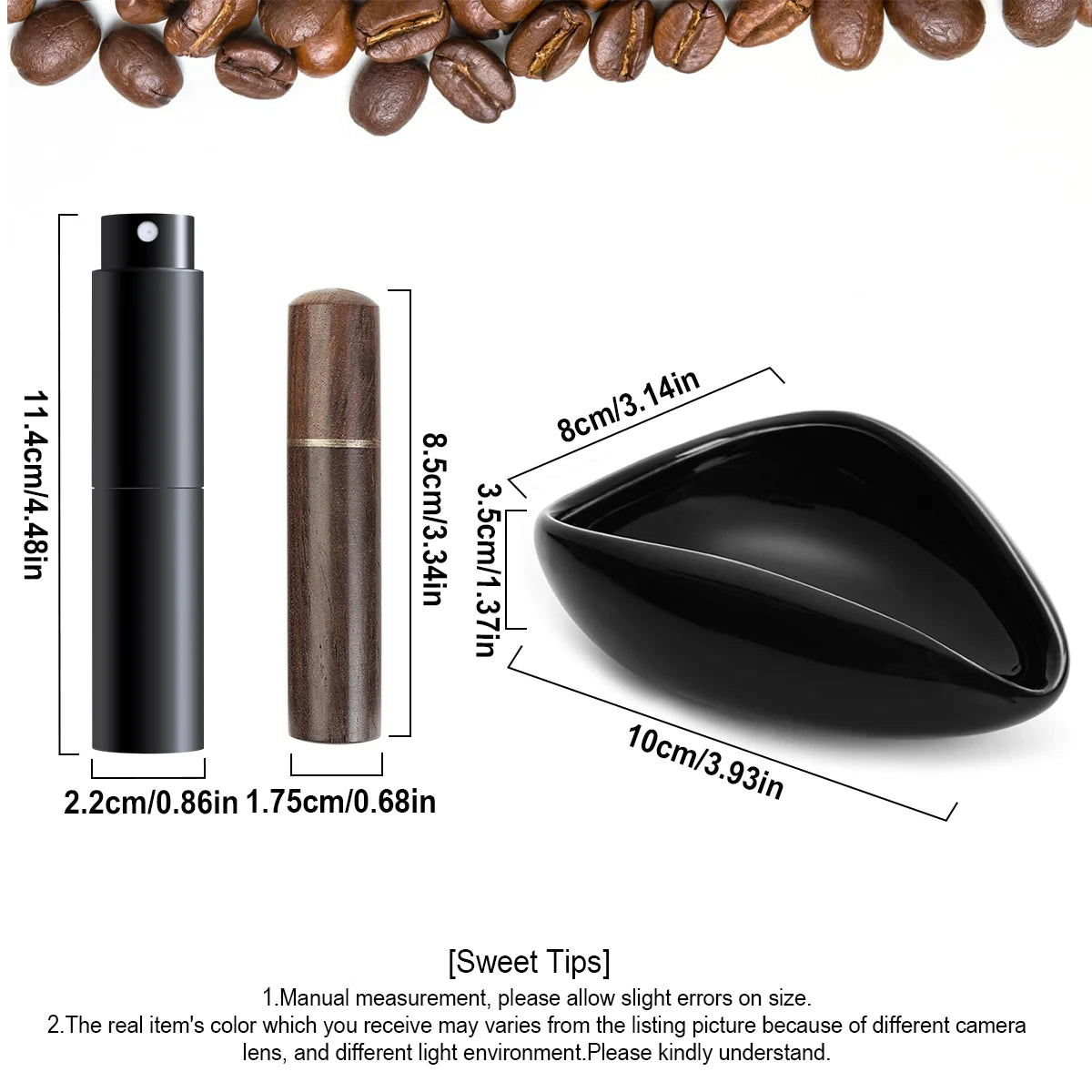 Coffee Bean Dosing Cup Set, Ceramic Coffee Bean Dosing Tray & Spray Bottle and Espresso Coffee Stirrer Tool, Coffee Accessories