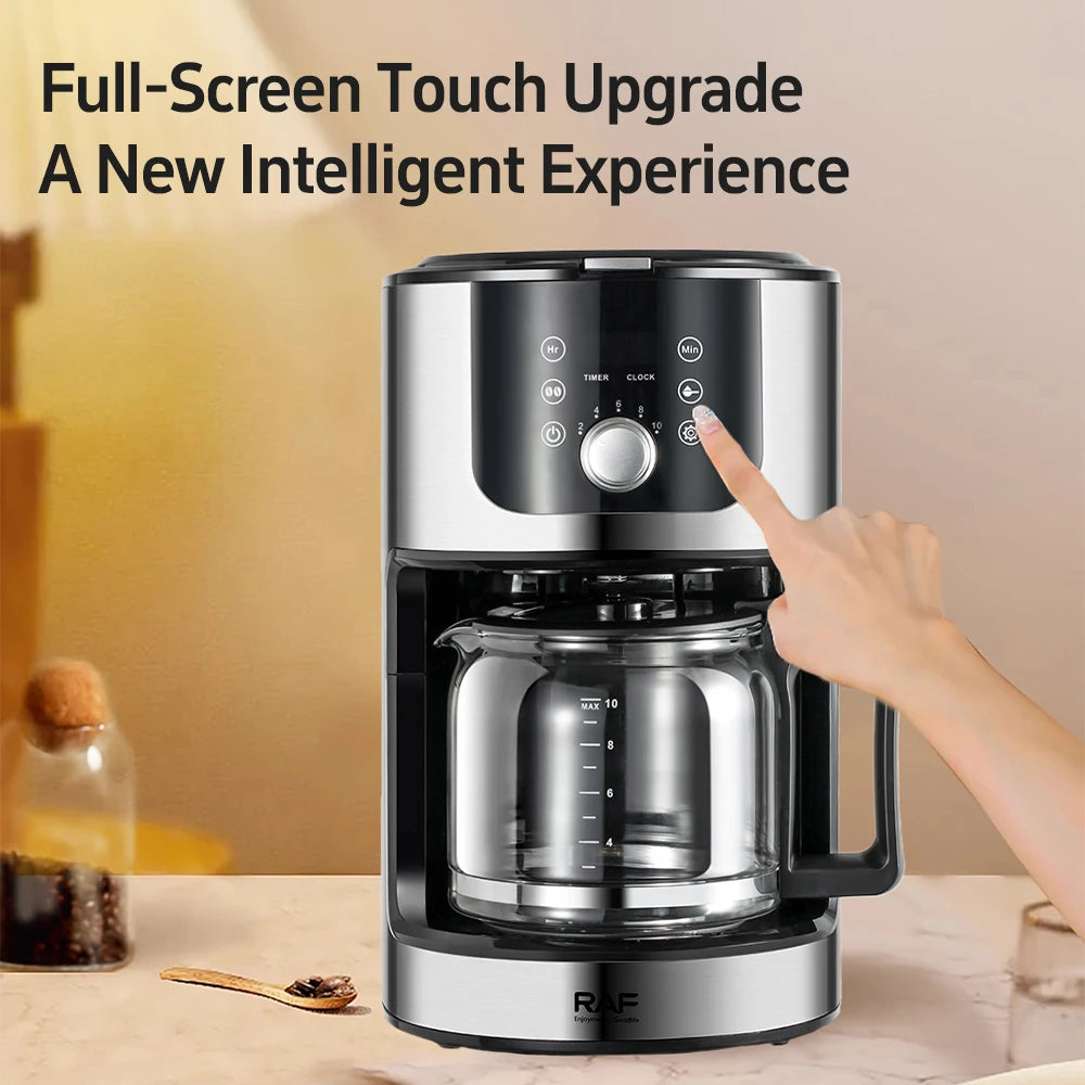 2-in-1 Drip Coffee Machine for Ground & Beans Home Coffee Maker with Digital Display And Warm Function