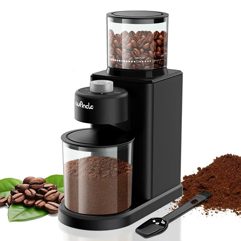 Coffee Grinder Automatic Electric Conical Grinder with Powder Blower 25 Precise Grindings for Espresso French Press 2-12 Cups