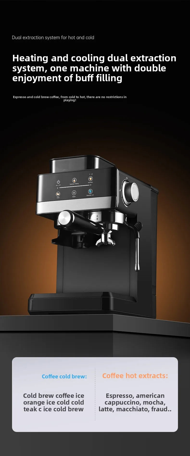 Electric coffee grinder+coffee machine integrated machine|Fully automatic freshly ground coffee beans|Fast grinding for breakfas