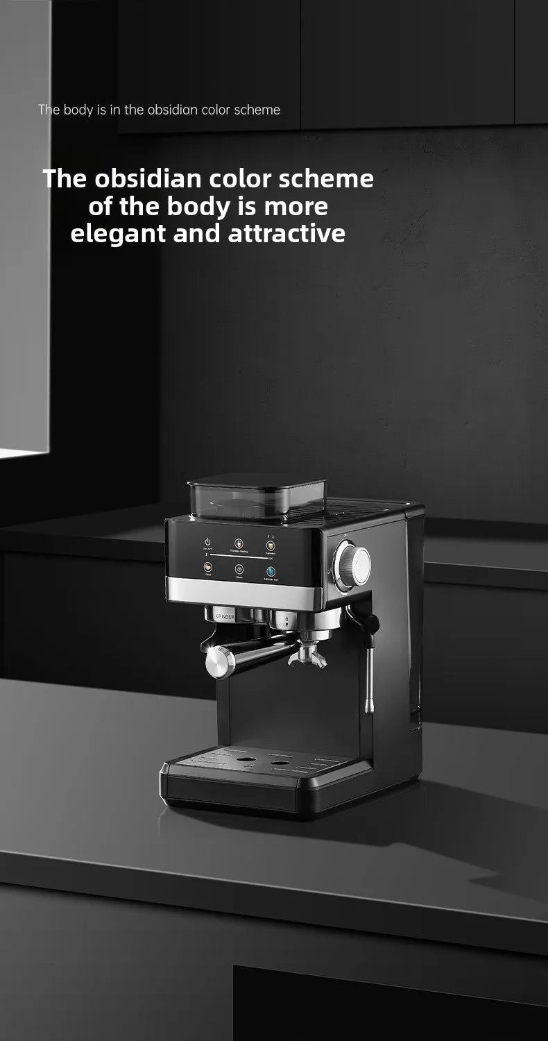 Electric coffee grinder+coffee machine integrated machine|Fully automatic freshly ground coffee beans|Fast grinding for breakfas