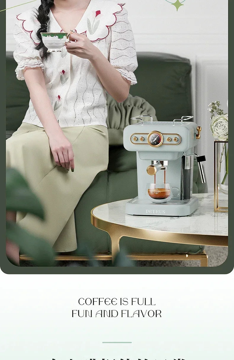 220V retro Italian coffee machine, household small fully semi-automatic concentrated American integrated milk foam machine C