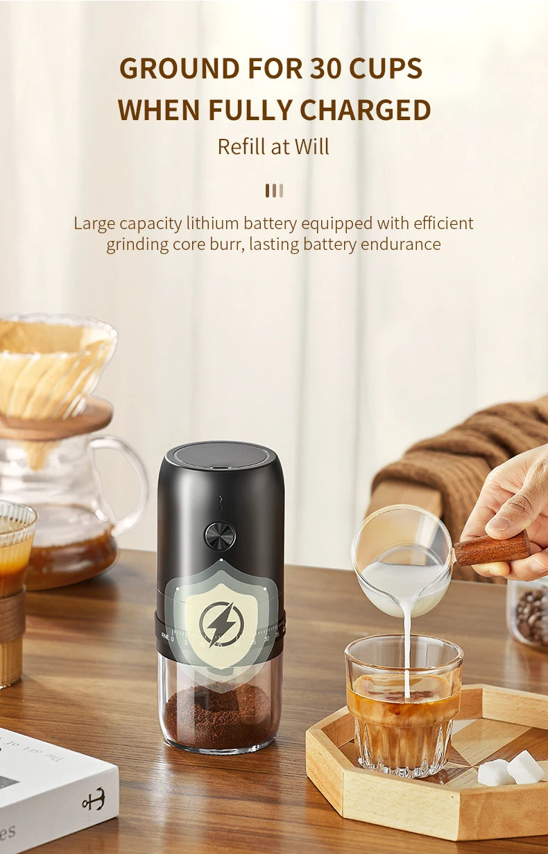 New Portable USB Electric Coffee Bean Grinder 40 Gears External Adjustable Rechargeable Grinders Household Mini Coffee Machine