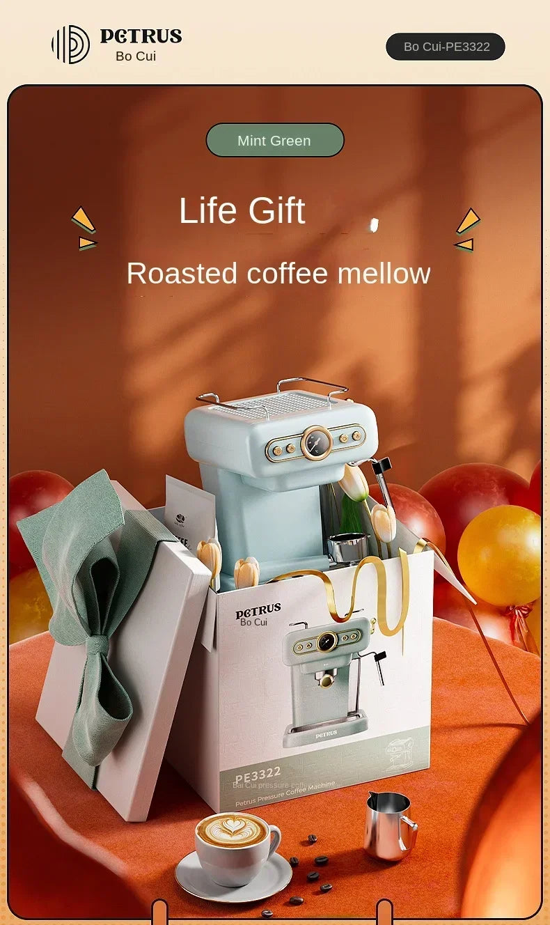 220V retro Italian coffee machine, household small fully semi-automatic concentrated American integrated milk foam machine C