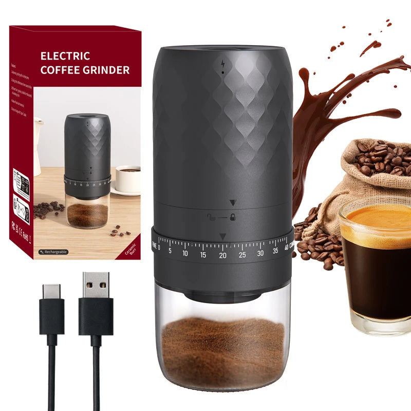 Electric Coffee Grinder, Portable Adjustable Grind Size, One-Touch Operation, Perfect Coffee Companion for Freshly Ground Coffee