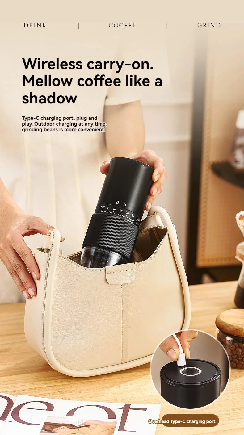 New Portable Electric\Manual Coffee Bean Grinder Household 30 Gears Externally Adjustable Coffee Machine Rechargeable Grinders